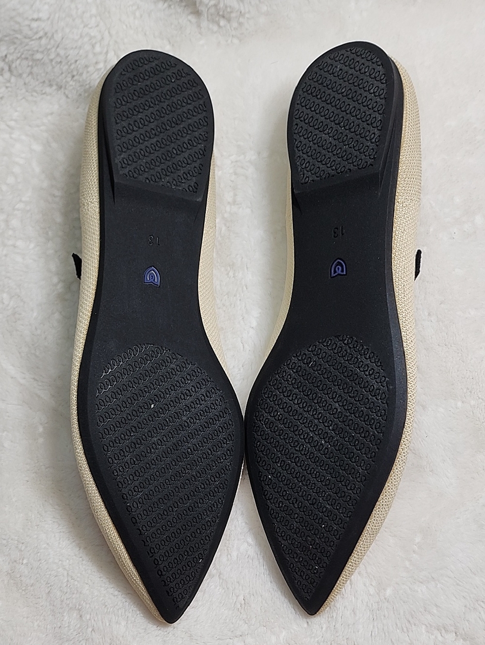 Rothy's The Point Mary Jane II flats beige/sandstone color black strap Sz 13 - Picture 10 of 16